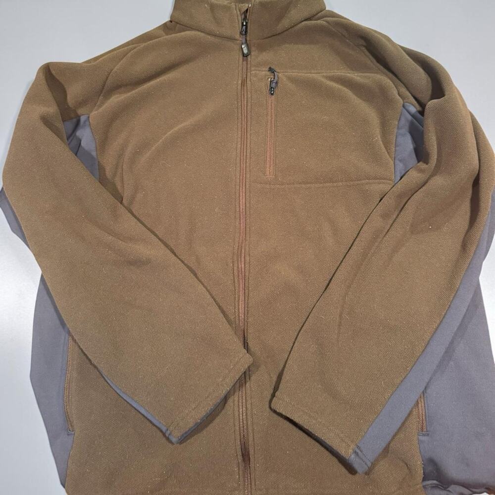 Eastern Mountain Sports Men’s 2XL Full Zip Fleece Jacket Brown Gray